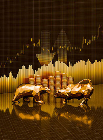Gold bars representing global commodities trading